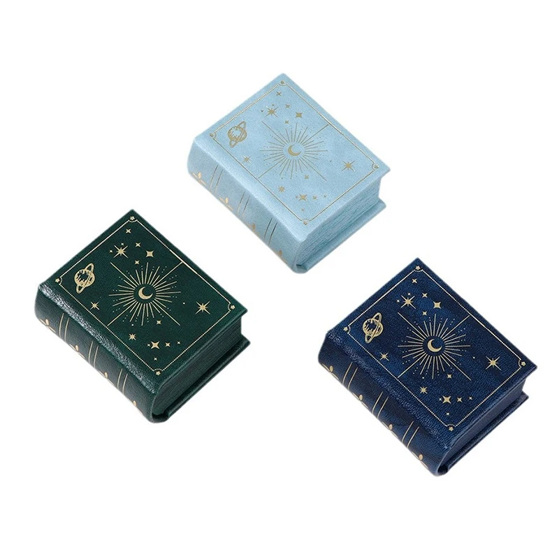 

1 шт., коробка для колец в форме книги из искусственной кожи с подкладкой из замшевой ткани, креативная откидная крышка, магнитный держатель для колец, подарочный чехол для ювелирных изделий, аксессуары