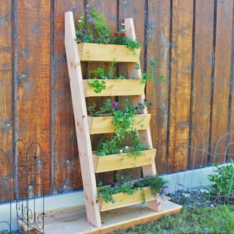 Wooden multi-layer indoor combination outdoor household table ladder succulent green dill balcony floor-to-ceiling pot rack