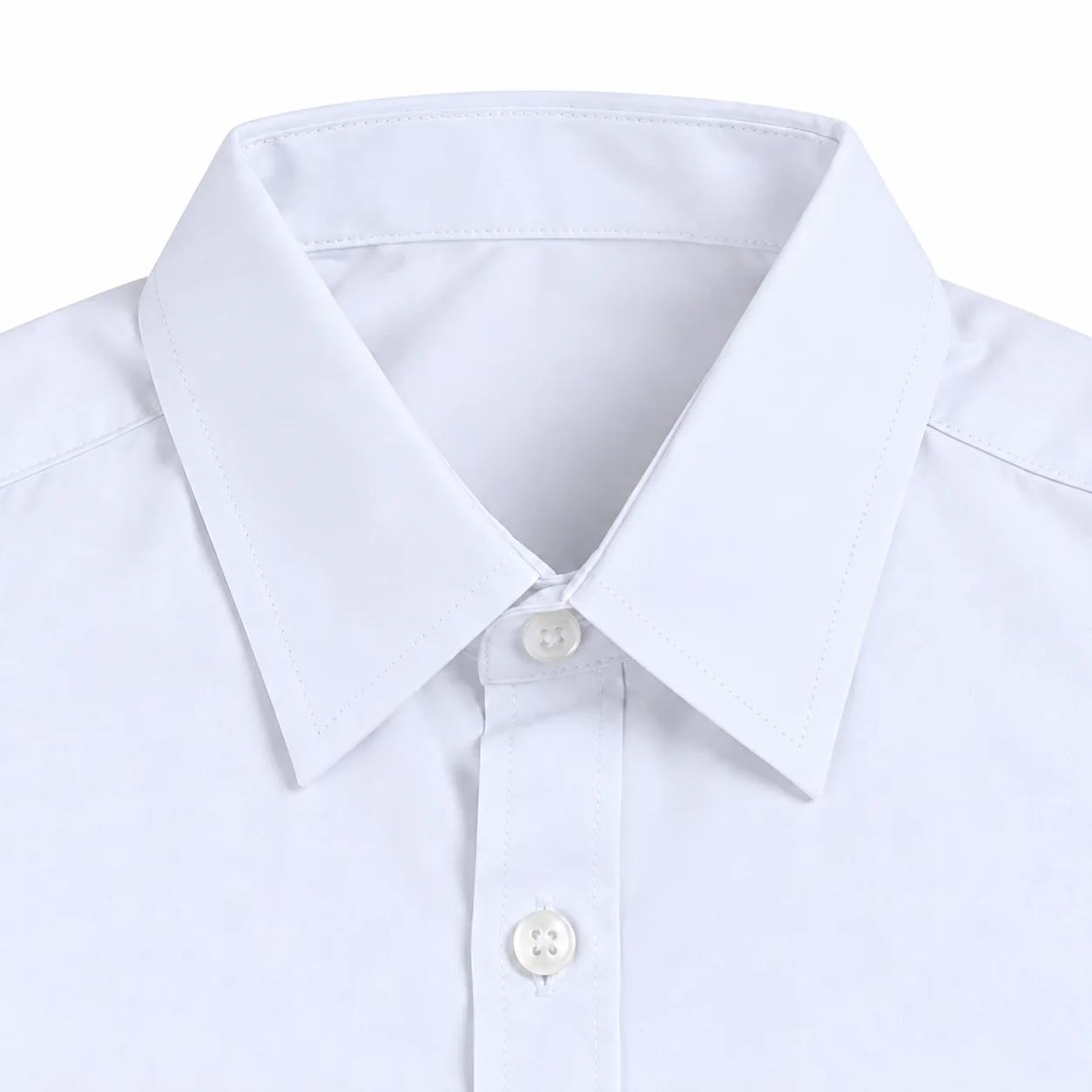 Kids Long Sleeve White Shirt Point Collar Button Front Placket Smooth Woven Fabric Loose Fit School Uniform Blouse