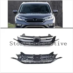 For CR-V 2015 2016 Front Bumper Upper Grille Lower Grill For Honda CRV  Black Chrome ABS Plastic Auto Car