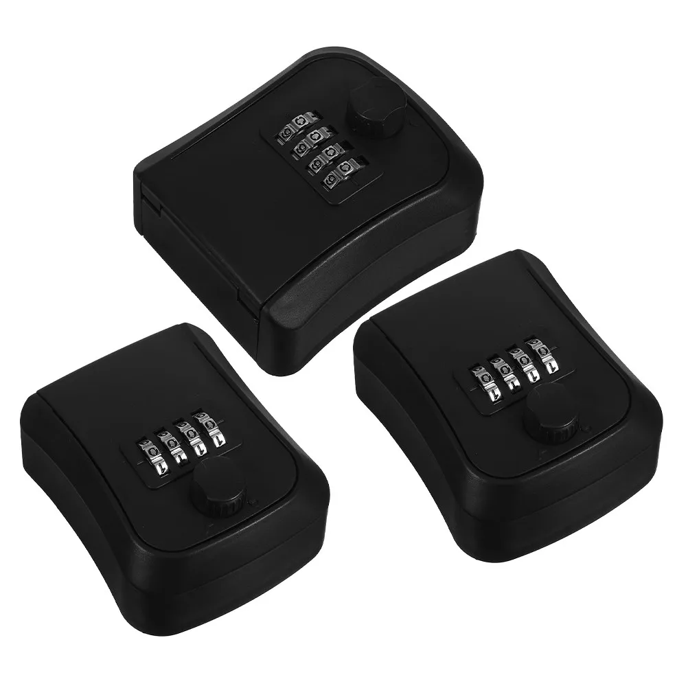 

3Pcs Key Lock Box Wall Mount with Combination Code ABS Security Lock Box for Outdoor Keys Door Spare Key Storage Safe