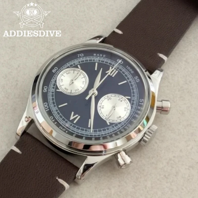 

ADDIESDIVE Hot Sale AD2037 Multifunctional Chronograph Watches VK64 Leather 10Bar Waterproof Mens Quartz Watches Reloj Hombre