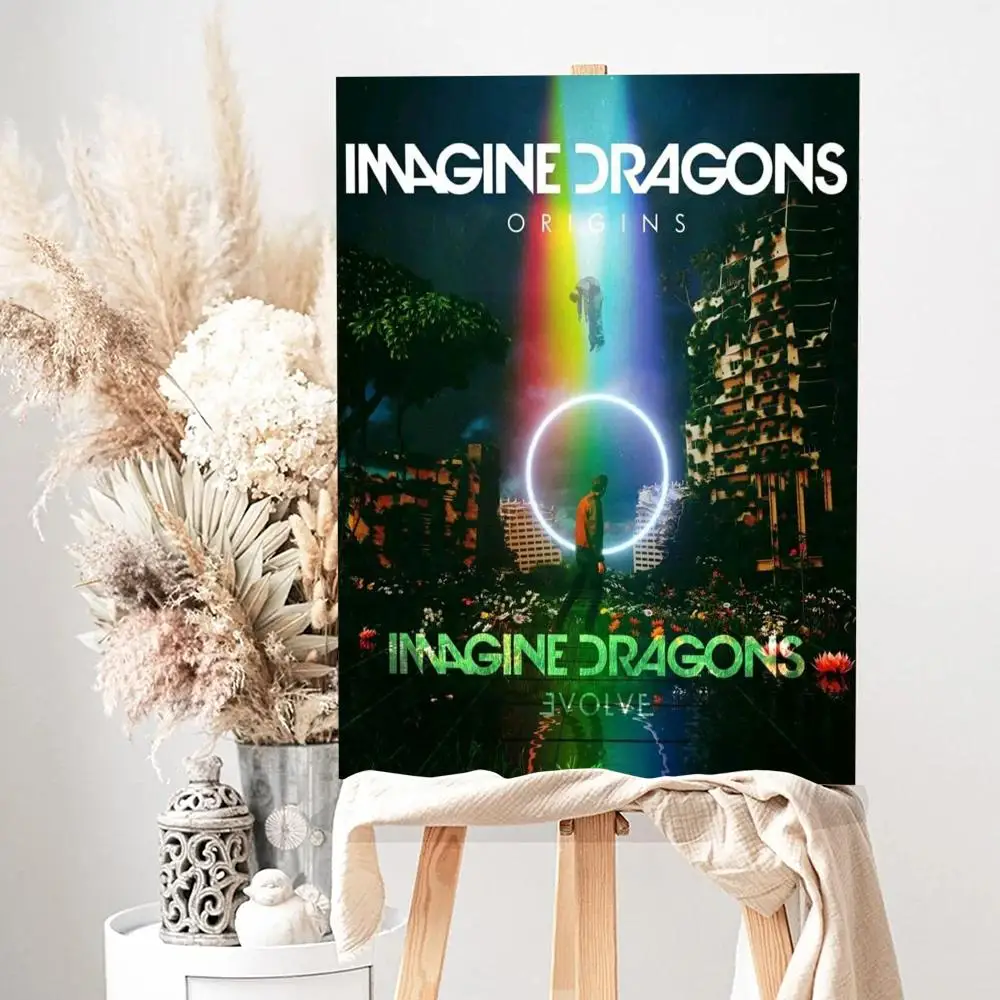 

I-I-lmagine D-Dragons Rock Band Painting Calligraphy HD Waterproof Canvas poster Art: Aesthetic Wall Decor Home,Bar & More