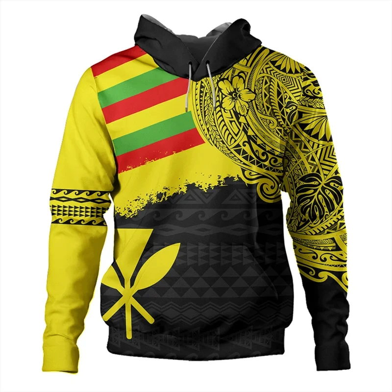 3D Print Maoris Polynesian Tattoo Hoodies Men Polynesian Flag Totem Graphic Hooded Sweatshirt Fashion Cool Pullovers Hoodie Tops