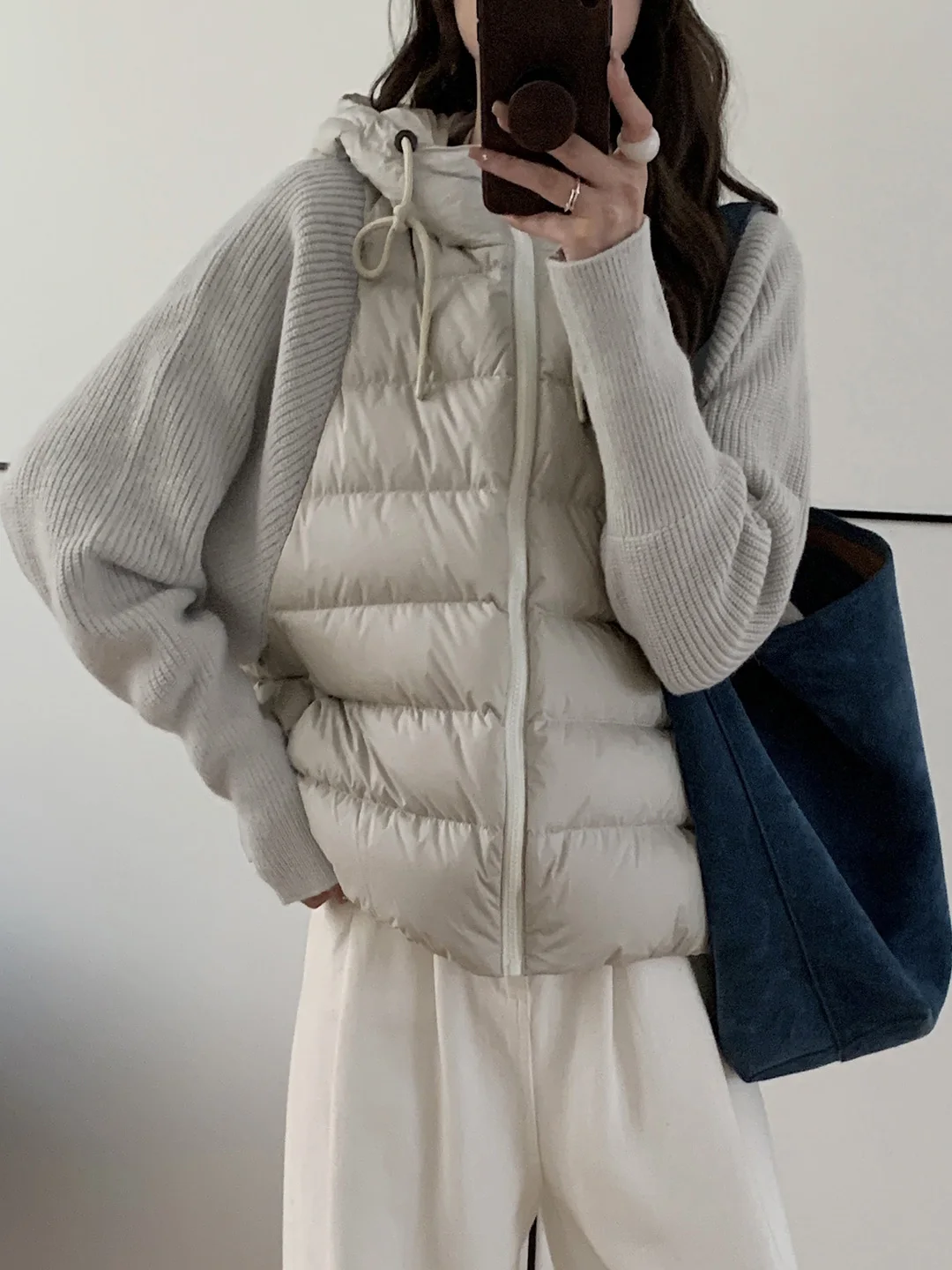 

Lightweight Knitted ort Women's Jaet Quilted Cotton down Coat Sve Patchwork Fake Two-Piece Winter Outerwear