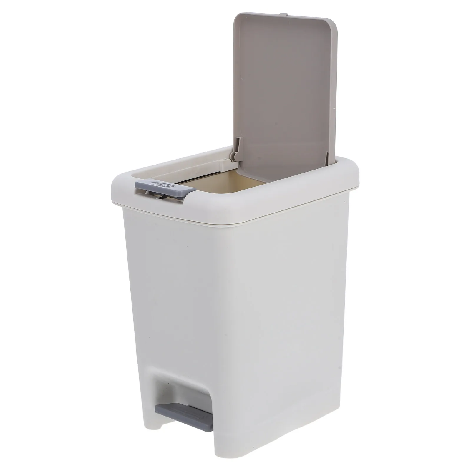 

Press Trash Can Small Plastic Kitchen Waste Bin Press Lid Compact Bathroom Office Garbage Can Bathroom Bin White