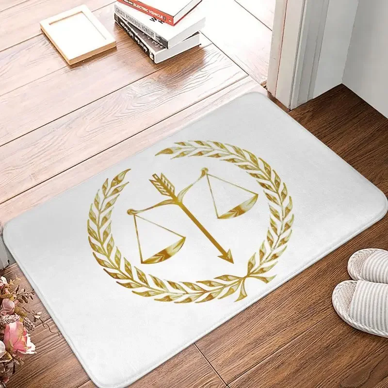 Custom Law Golden Scales Of Justice Doormat Anti-Slip Entrance Living Room Door Floor Mats Lawyer Legal Room Rug Carpet Footpad