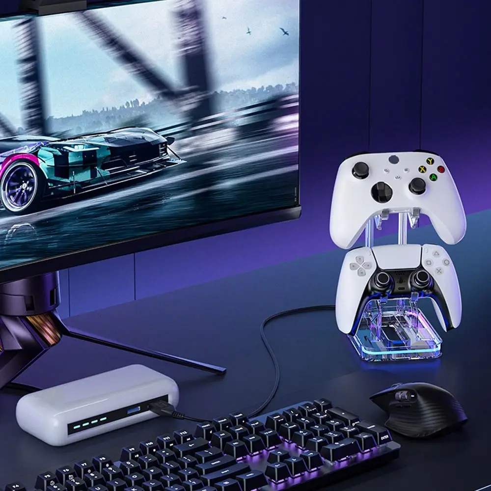 

Сменная универсальная подставка для игрового контроллера, прочный держатель для геймпада RGB, противоскользящий держатель для гарнитуры для PS4/PS5/Xbox ONE/Switch