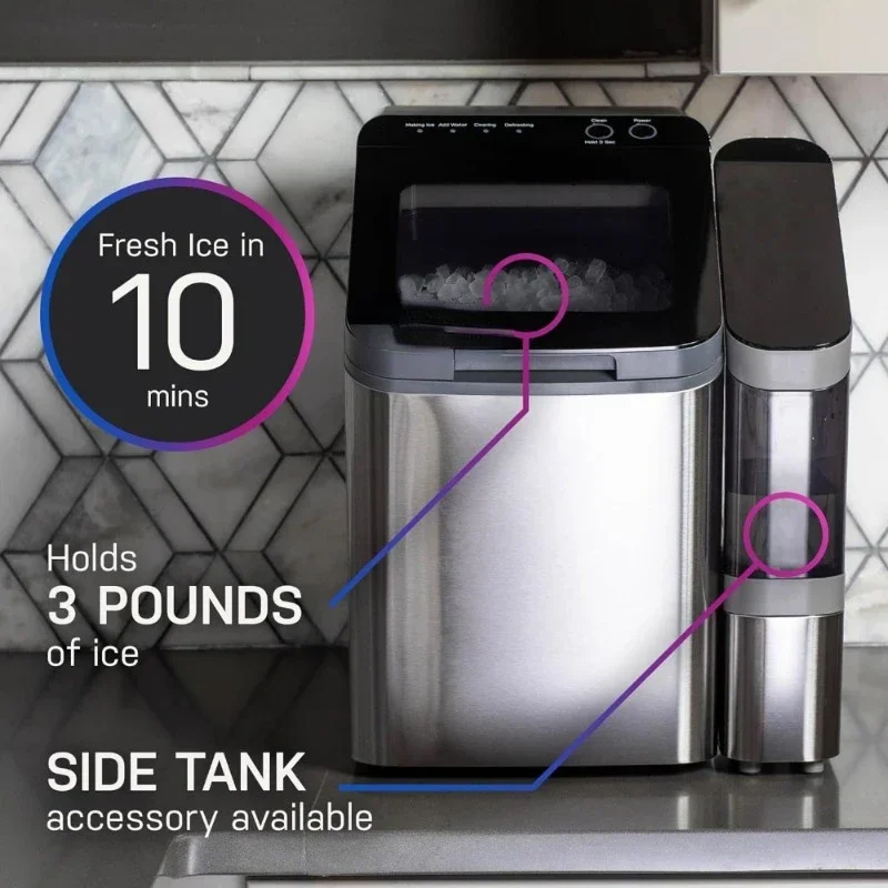 1.0 Nugget Ice Maker| Countertop Pebble Portable Makes Up To 34 Lbs Of Ice Per Day