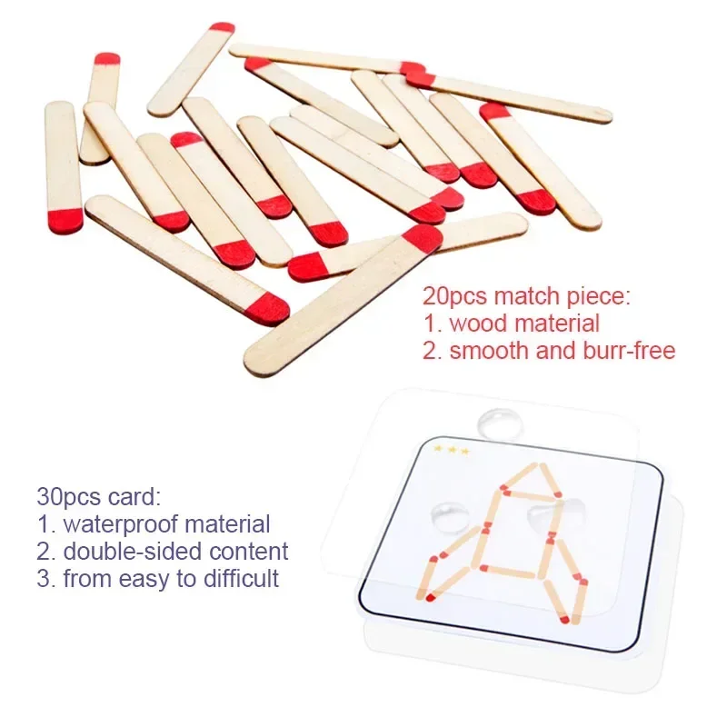 Montessori Matches Puzzels Spel Houten Speelgoed DIY Wiskunde Geometrie Bordspel Denken Match Logica Training Educatief Speelgoed Voor Kinderen