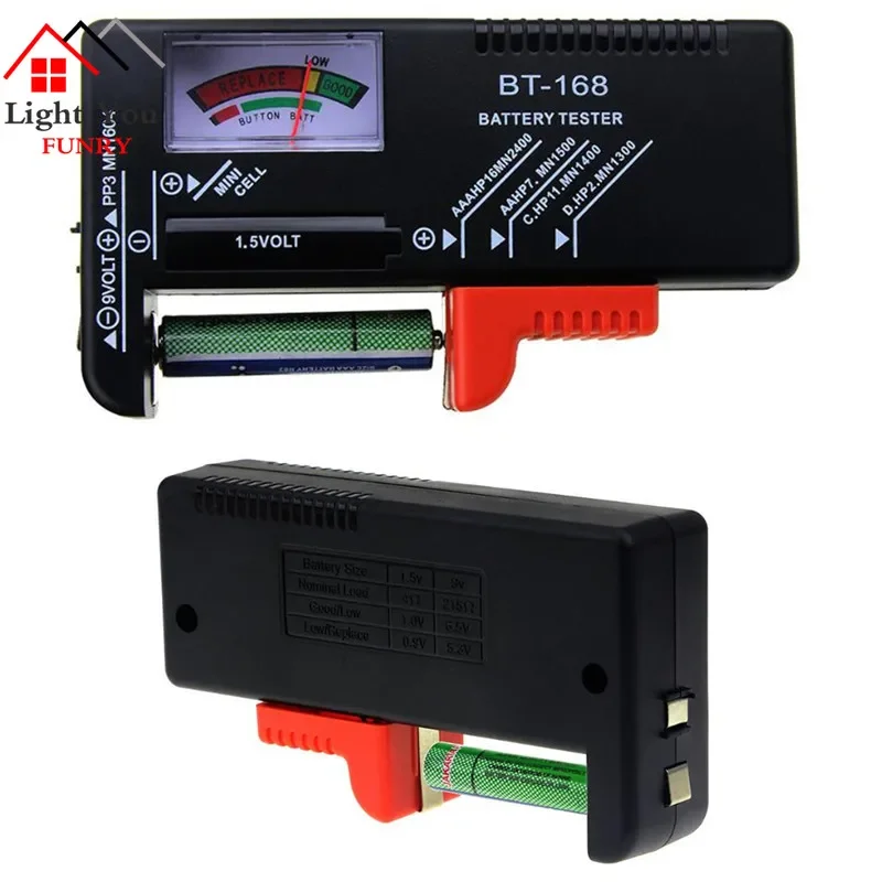 배터리 테스터 포인터 디지털 디스플레이 배터리 용량 테스터 AA AAA 9V 용 다기능 테스터 카드 마운트 볼트 검사기