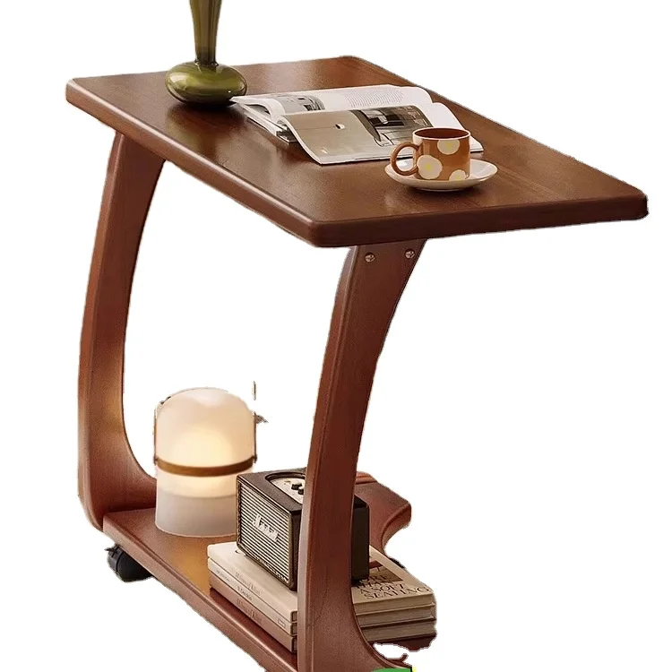 

Modern Style Solid Wood Sofa Side Table Movable Bedside Table Small Tea Table For Bedroom Or Living Room For Small Apartments