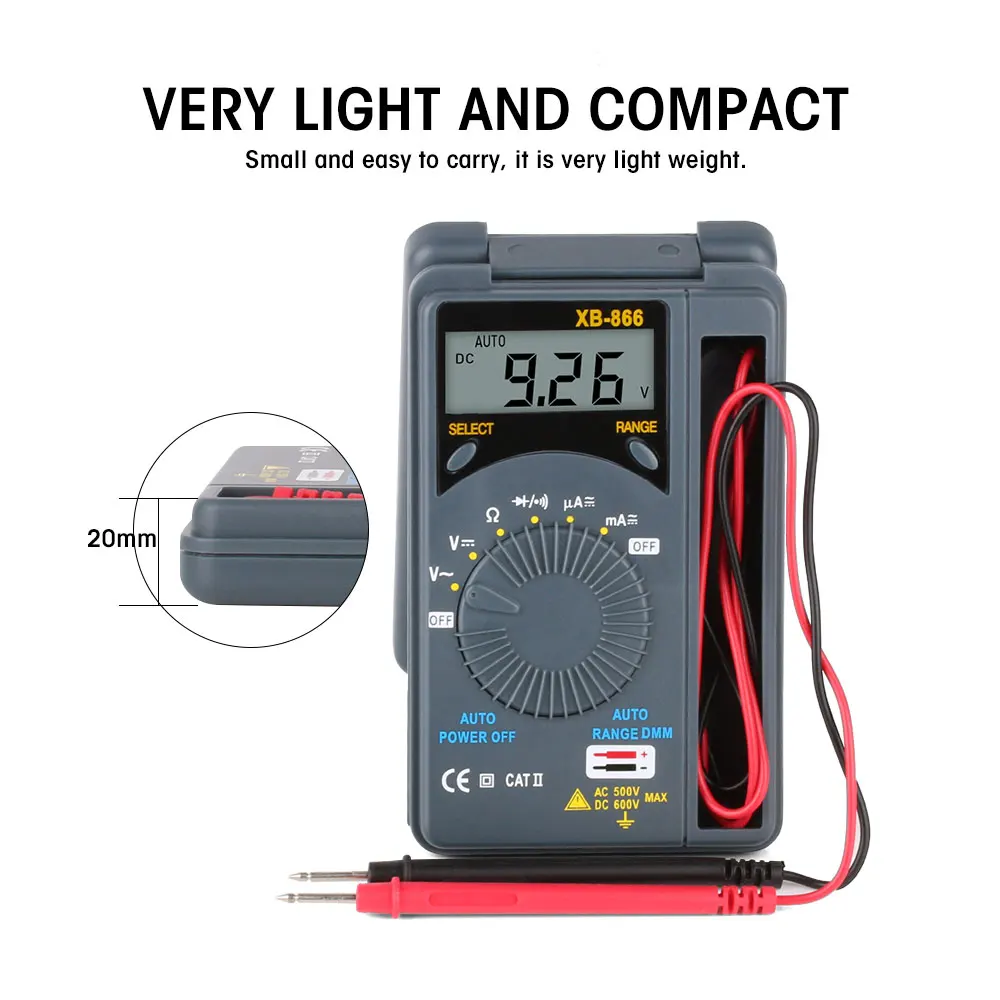 Digital Multimeter Auto Range AC/DC Pocket Ammeter Voltmeter Tester Tool Meter Multimetro