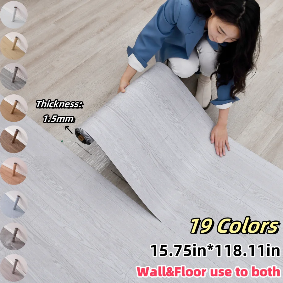 Waterproof Wood Grain Floor Sticker Peel and Stick Anti Slip Vinyl Covering Wall Stickers for Living Room Home Decor Durable