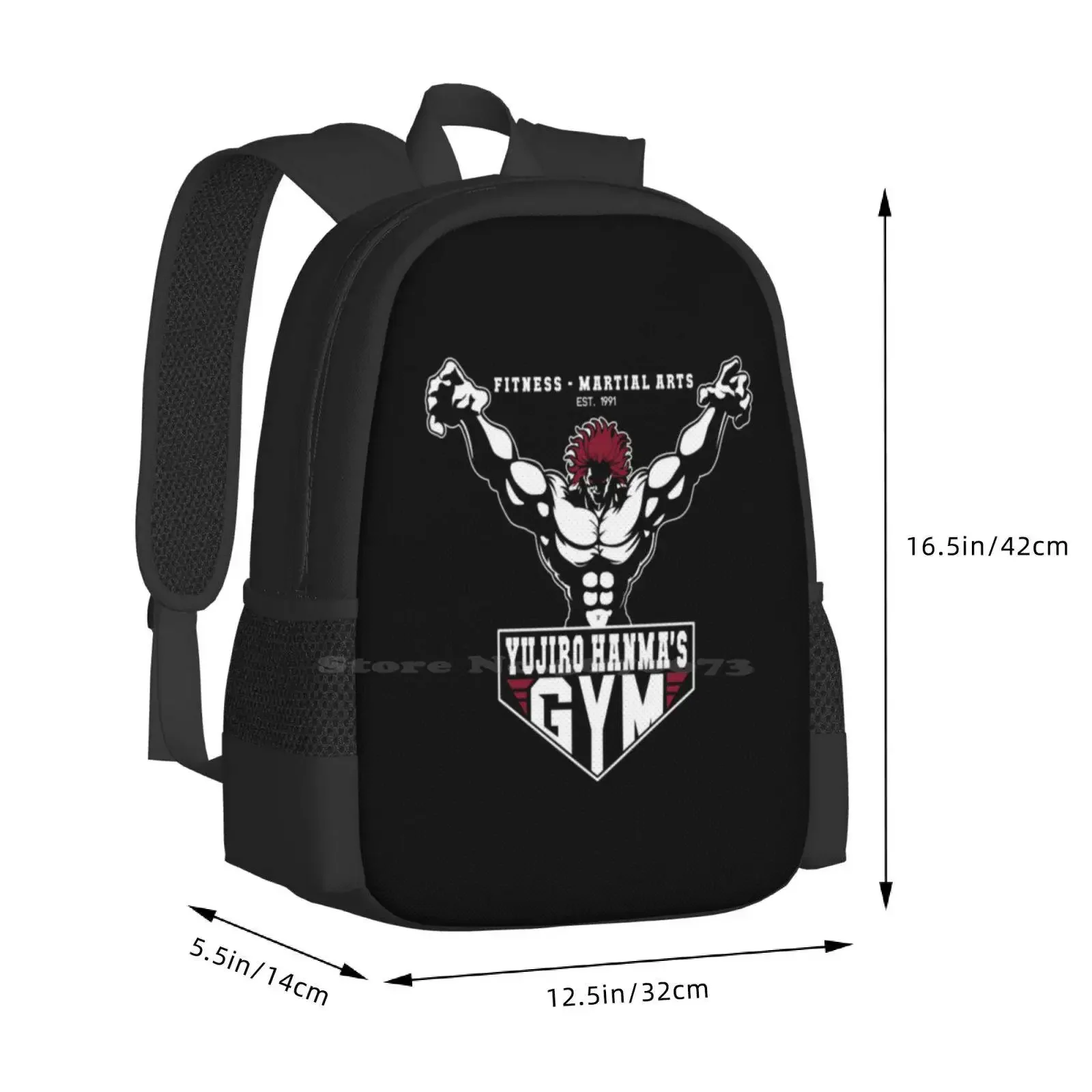 Baki The Grappler - Yujiro Hanma'S Gym رائجة البيع حقيبة مدرسية على ظهره حقائب عصرية Baki Hanma Trending Baki The Grappler Trending #3