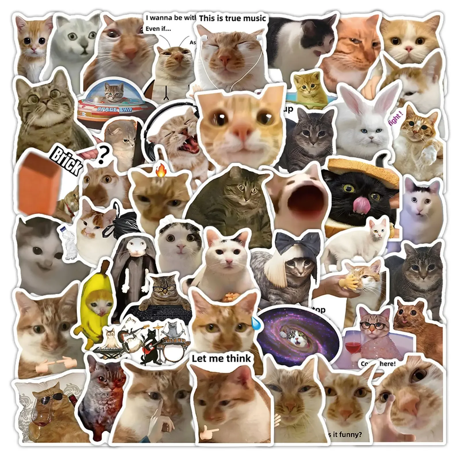 

56PCS Funny Kawaii Cat Stickers Graffiti Cartoon DIY Phone Case Skateboard Laptop Waterproof Cool Cute Sticker Decals Toy