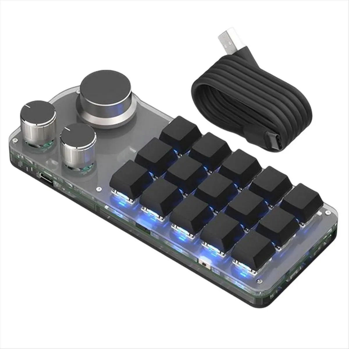 A99X 15 Keys 3 Knobs Programmable Keyboard,Blue Switch Hot Swappable Numpad, Gaming Keyboard with Memory Function Black