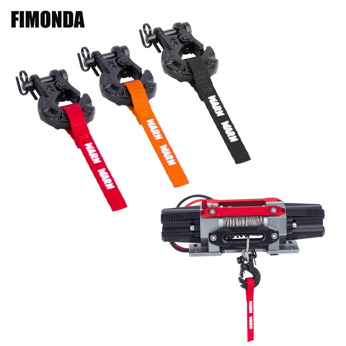 Metal Winch Hook With Winch Pull Strap Tags Decoration for 1/10 RC Crawler Car Axail SCX10 TRX4 TRX6 Rc4wd Upgrade Parts