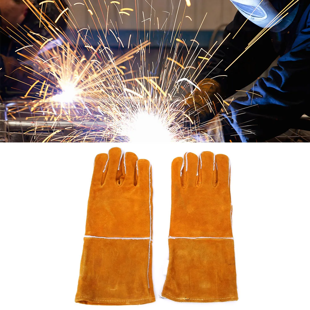 ZK30 1 Pair Welding Gloves Safety Durable Cowhide Leather Welder Work Hand Tool Accessories