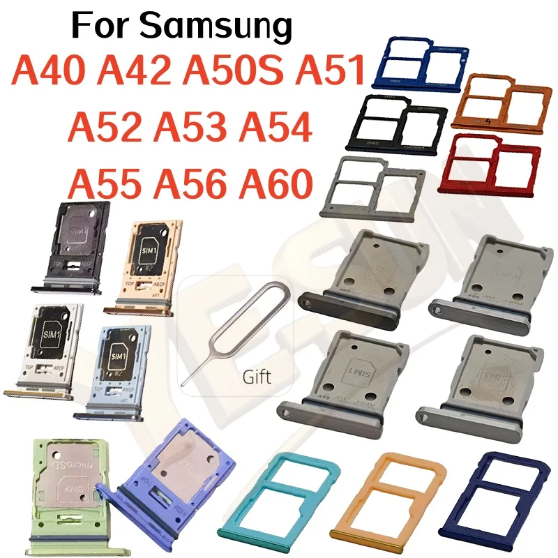 

Для Samsung Galaxy A40 A42 A50S A51 A52 A53 A54 A55 A56 A60 Держатель ящика для лотка для SIM-карты с двумя слотами Запасные части