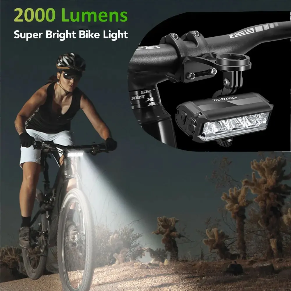 NEWBOLER Bicycle Light Front 2000mAh Bike Light 2000Lumen Waterproof Flashlight USB Charging MTB Road Cycling Lamp Accessories