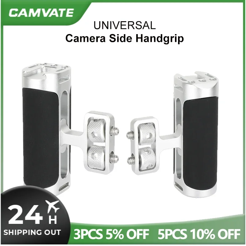 CAMVATE Univeral Camera Handgrips Side Handle with Dual 1/4