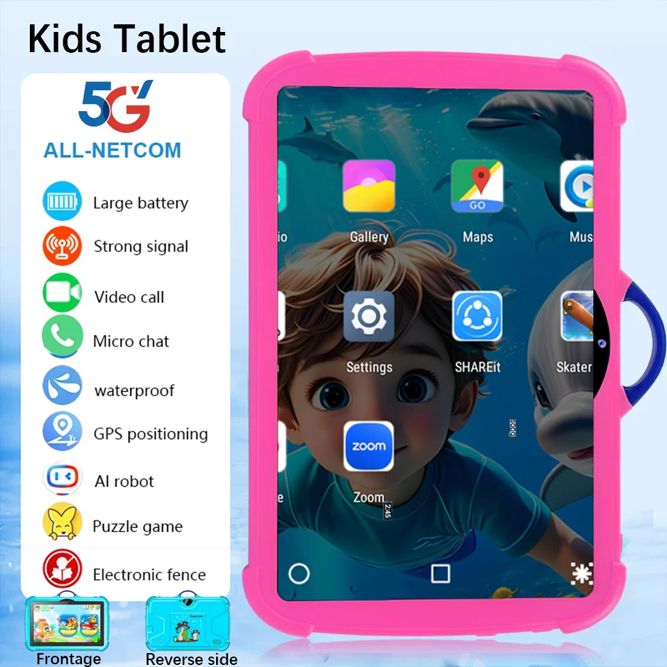 

New 7 Inch Cartoon Pattern Kids Tablets Quad Core 2GB+32GB ROM Bluetooth 5G WiFi Learning Education Games Tablet Children's Gift