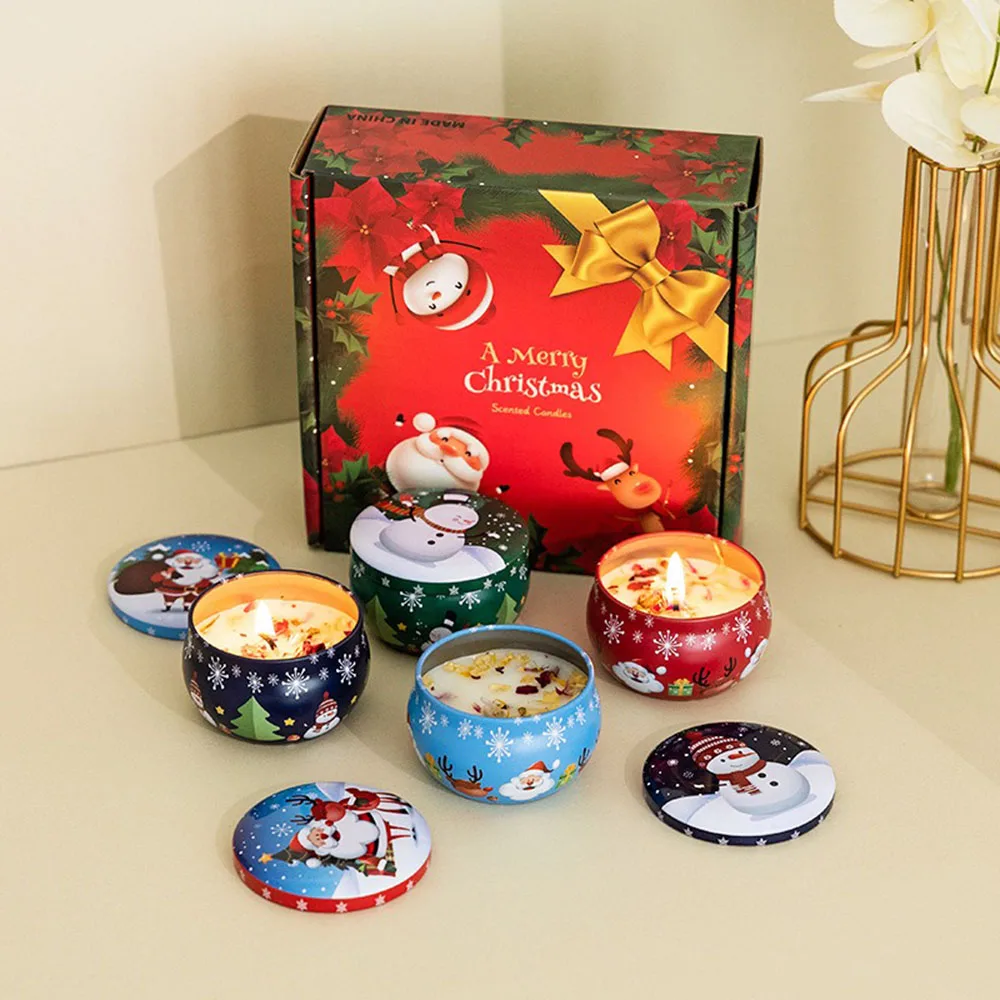 1PCS Portable Scented Candle Soy Wax Plant Essential Oil Christmas Scented Candle Christmas Holiday Gift Holiday Gift Souvenir