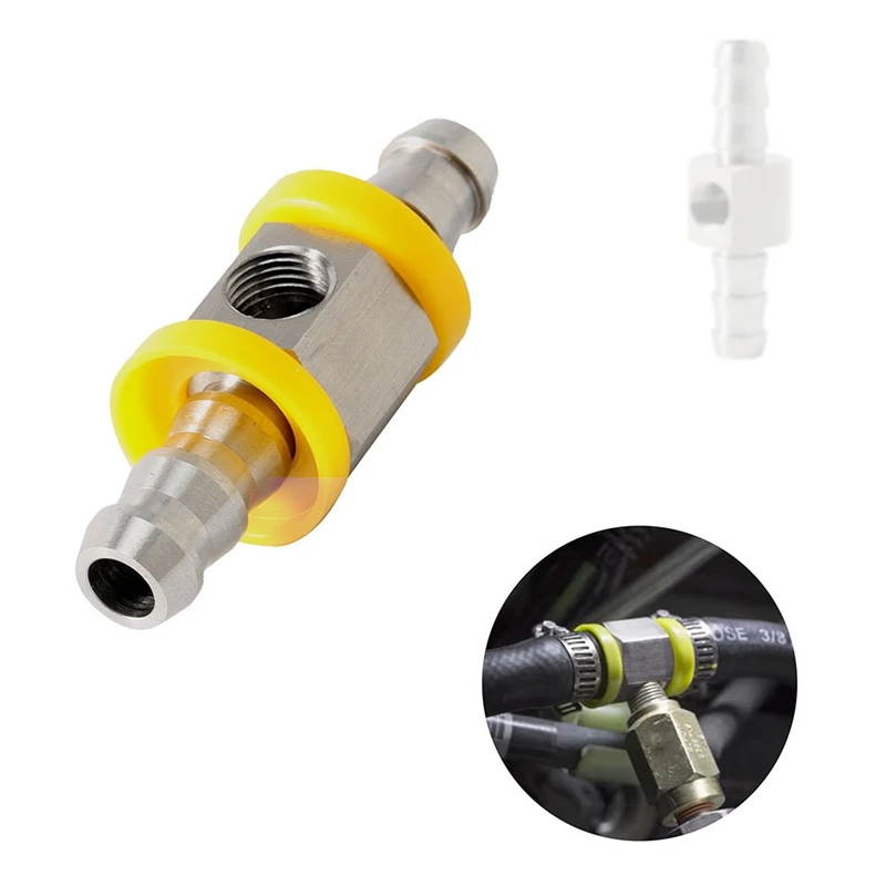 Stainless Steel 3/8Inch Fuel Line Fuel Pressure Gauge Sensor T-Fitting Adapter