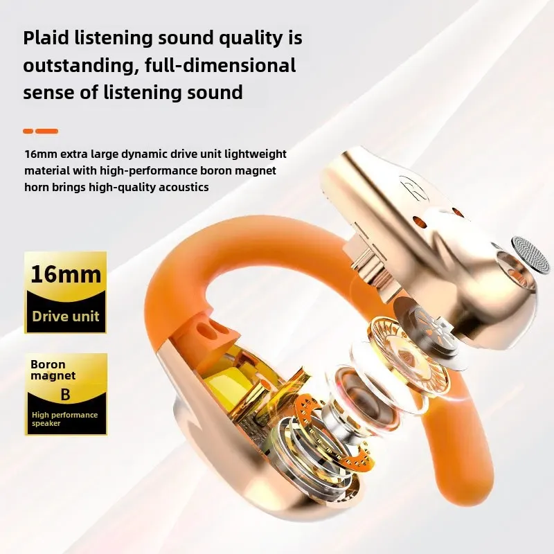 Open Ear Bluetooth 5.3 OWS Earphones Non in Ear True Wireless Earhook Hanging Headset IPX5 Waterproof Sports Anti Drop Earbuds