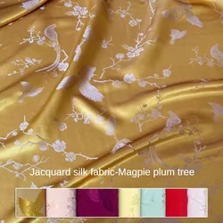 Silk Jacquard Fabric Smooth By The Meter for Dresses Clothing Sewing Magpie Pattern Plain Silky Soft Cloth Needlework Breathable