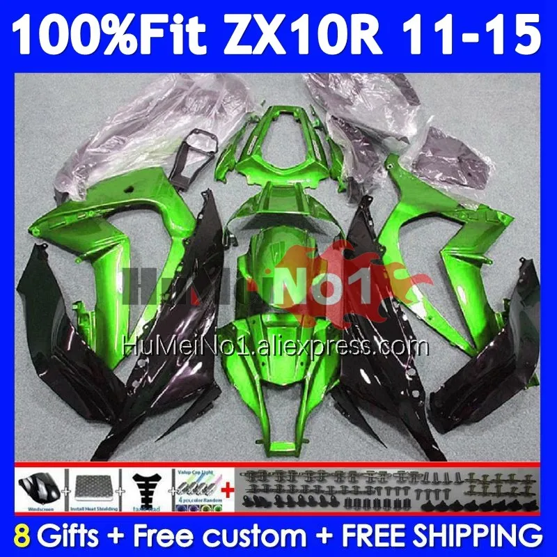 Gloss green Injection For KAWASAKI NINJA ZX 1000 10R 10 R 219No.14 ZX10R 11 12 13 14 15 ZX-10R 2011 2012 2013 2014 2015 Fairing