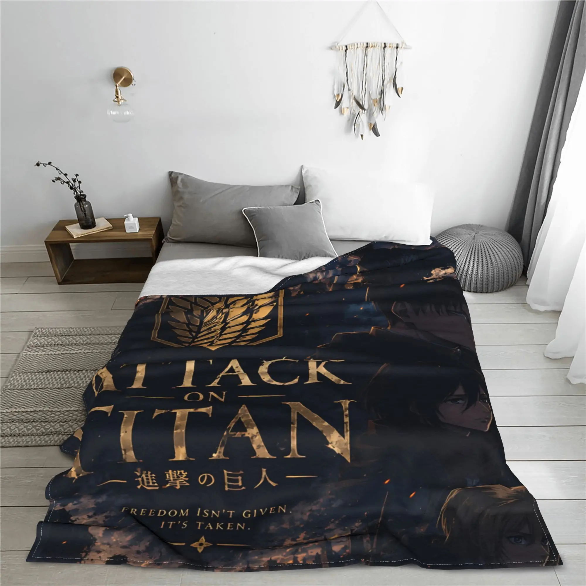 1PC Attack on Titans  home room decorations Winter Blankets for Adults Bedding Home Interior Sofa Knee
