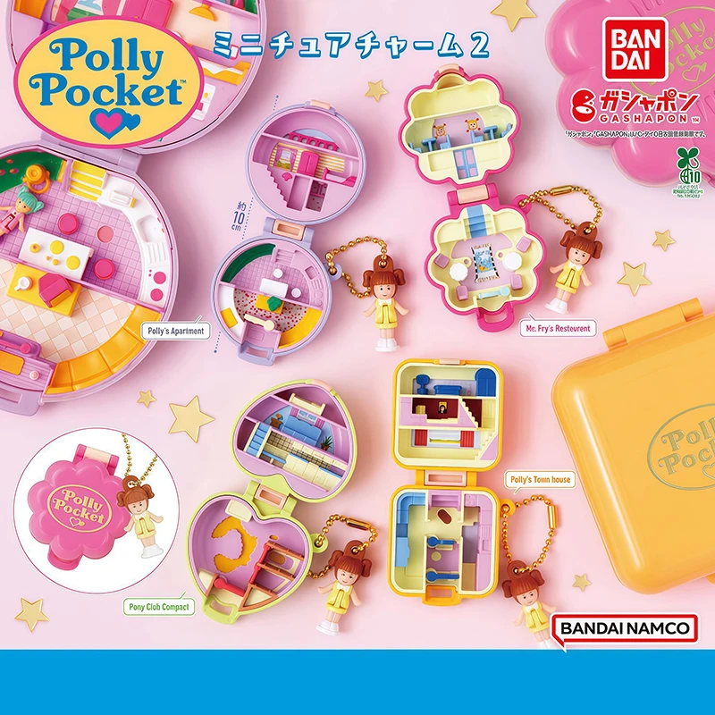 Новый Bandai Original Polly Pocket Gashapon 2,0, слепая коробка, очаровательная милая фигурка, мини-модель, украшение для рабочего стола, игрушки, рождественский подарок
