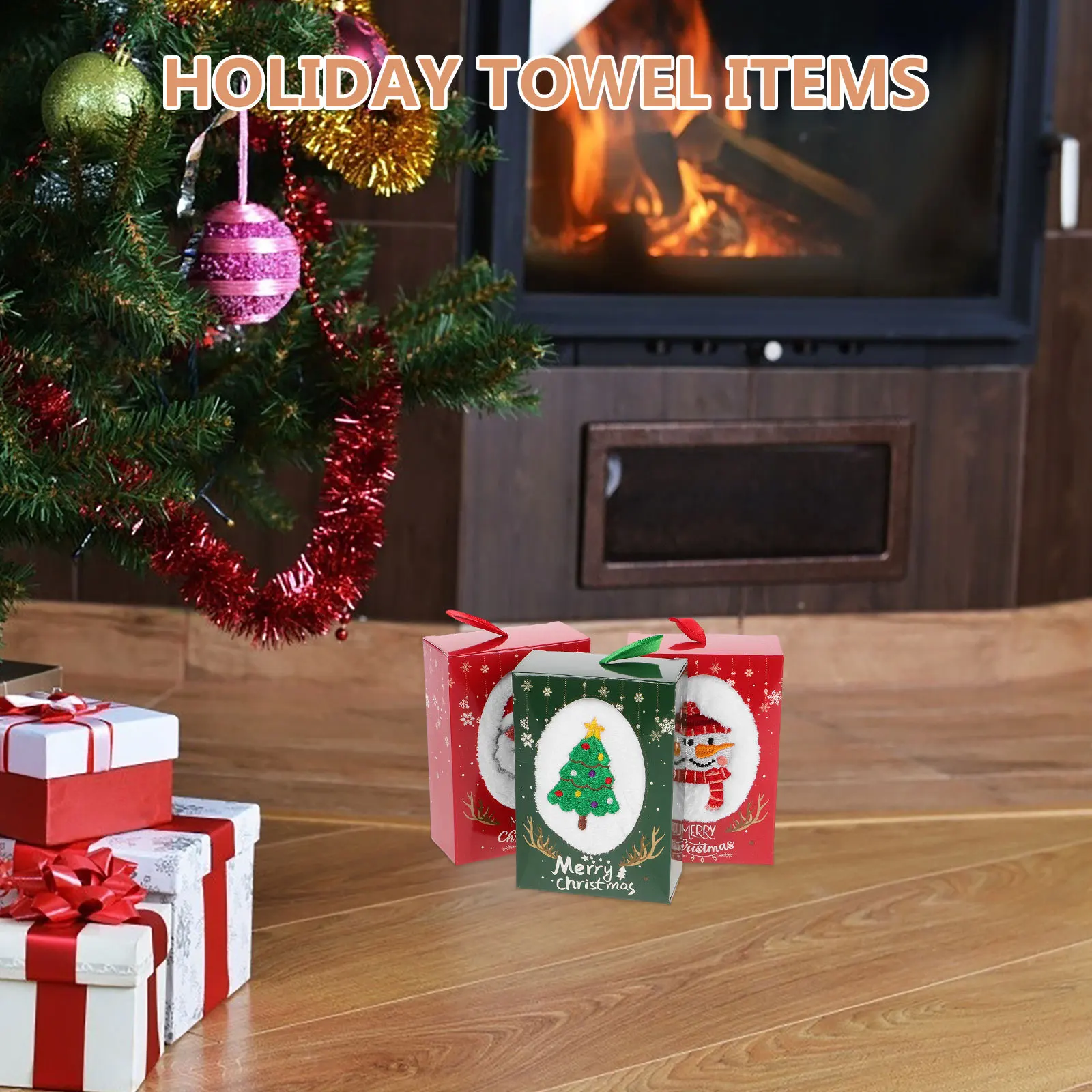

3Pcs Christmas Hand Towels Set Soft Decorative Towels for Kitchen Bathroom Holiday Gift Box Decorative Towel Hand Towel