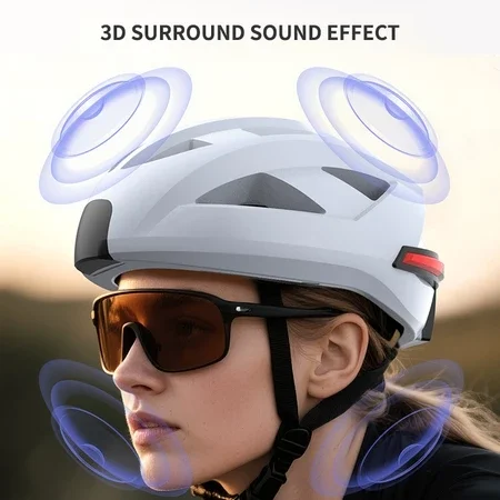 K60 Bluetooth Light Helmet/Bluetooth 5.4 IP65 Waterproof Breathable Cycling Safety Bike Helmet Safety Racing Helmets