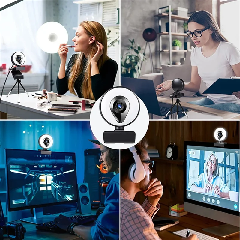 

Live Stream Web Camera Computer Camera Fill Light Beauty Auto Focus 1080P Withmics Autofocus