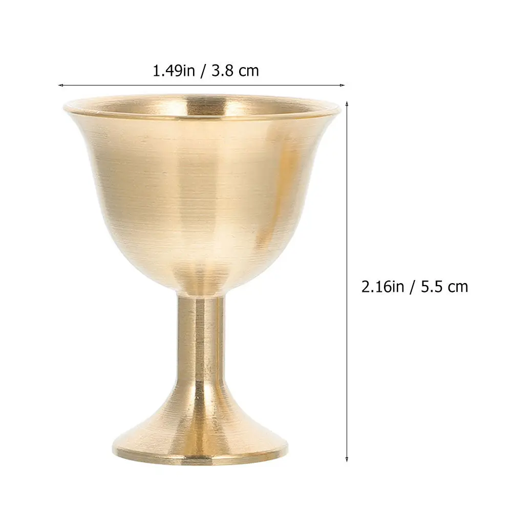 Brass Temple Chalice Retro Elegant Goblet for Buddhist Worship Home Decoration Luxury Table Cup Auspicious Adornment Brass