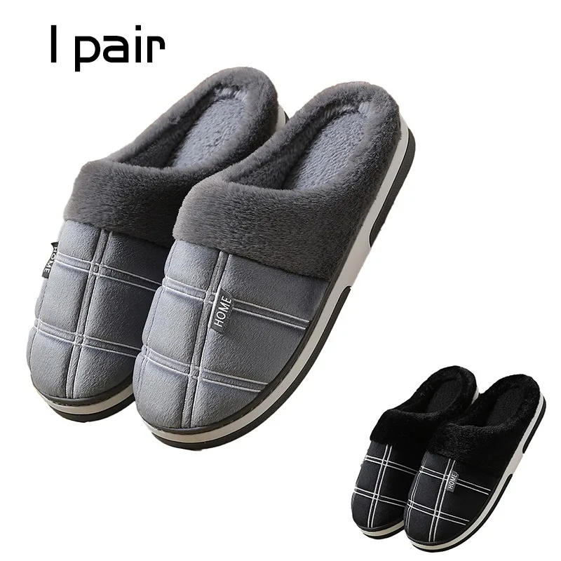 Zapatillas de gamuza para hombre, fregona de algodón de tamaño Extra grande, zapatos de plataforma cálidos antideslizantes para el hogar, novedad de 2025
