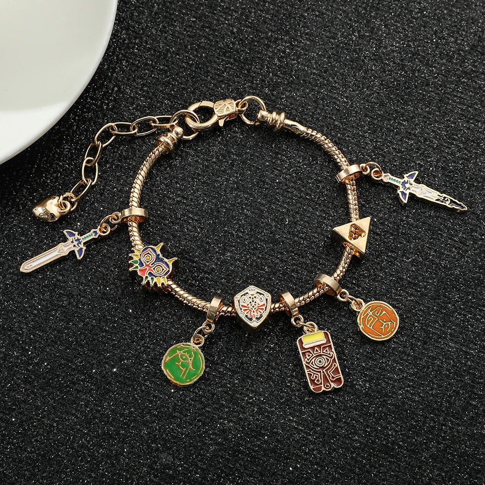 Game The Legend of Zelda Bracelet Master Sword Hylian Shield Sheikah Eye Pendant Diy Charms Bangle Bracelet for Women