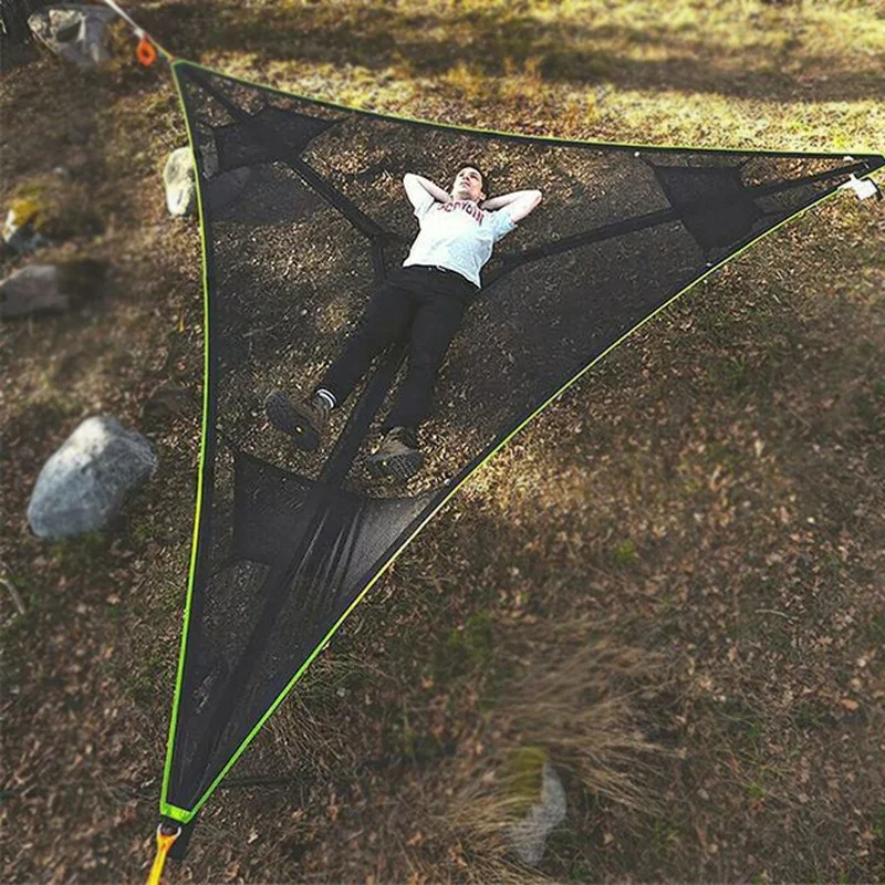 Triangle Anti-rollover Hammock for Camping, Barbecue & Team Building. Suspended Tent.