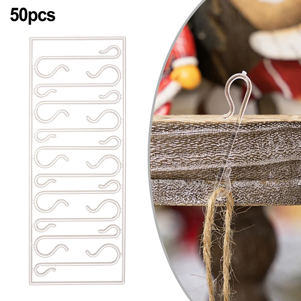

50pcs 1.7IN Christmas Ornaments S-Shaped Hooks Gold Transparent Color Easy To Hang Christmas Transparent S Hooks Seasonal Décor