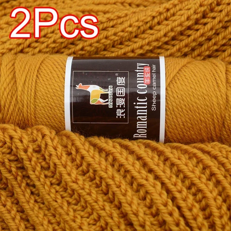 2Pcs total 200g Hand knitting Alpaca yarn Soft Warm Wool Crochet Yarn Thread knit sweater Scarves blanket Gloves line thick lana