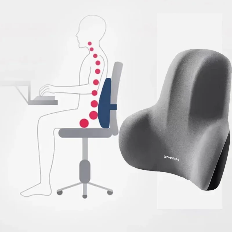Memory Foam Ergonomic Lumbar Cushion, Back Pain Relief Support Pillow Suitable for Office, Gaming Chairs and Car Seats