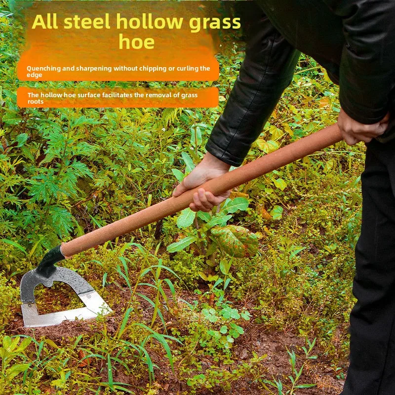Thickened Saw Blade Steel Hollow Hoe Long Handle All Steel Large Farm Hoe Weeding Soil Loosening Gardening Agricultural