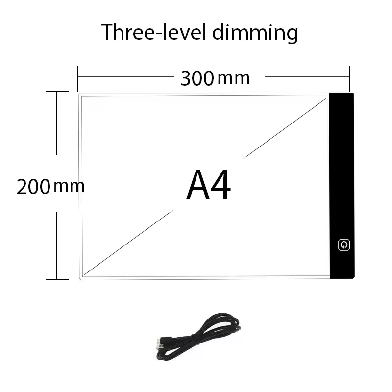 A4/A5 Three Level Dimmable Led Light Pad Drawing Board Pad Tracing Light Box Eye Protection Easier for Diamond Painting
