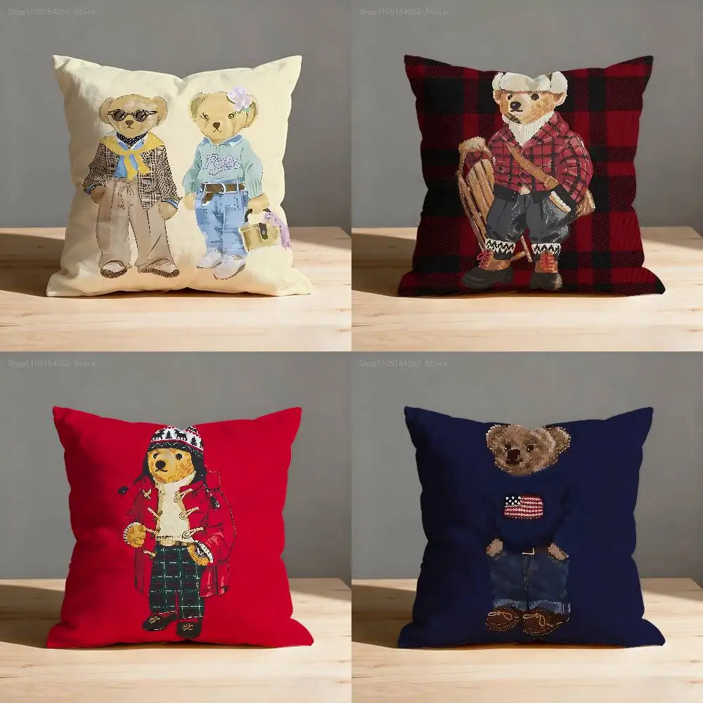 Image of Fashion Bear Dekokissenbezug für 55 x 55 cm, 40 x 40 cm, 45 x 45 cm, 50 x 50 cm, 30 x 30 cm, quadratischer Büro-Kissenbezug