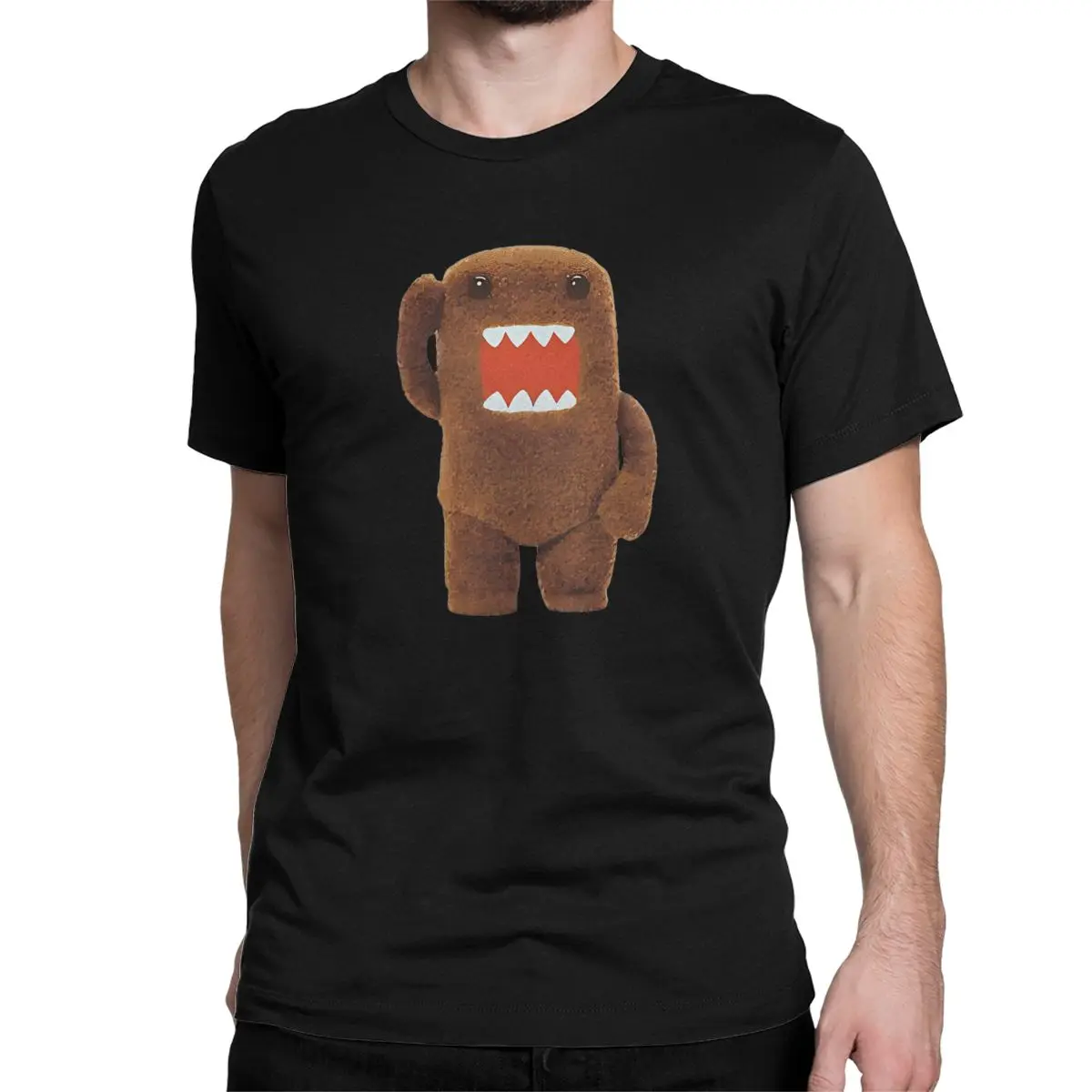 Cute Fuzzy Domo Kun Premium Scoop for Men Women T Shirt Unique Tees Short Sleeve Round Neck T-Shirt Pure Cotton Printed Clothes