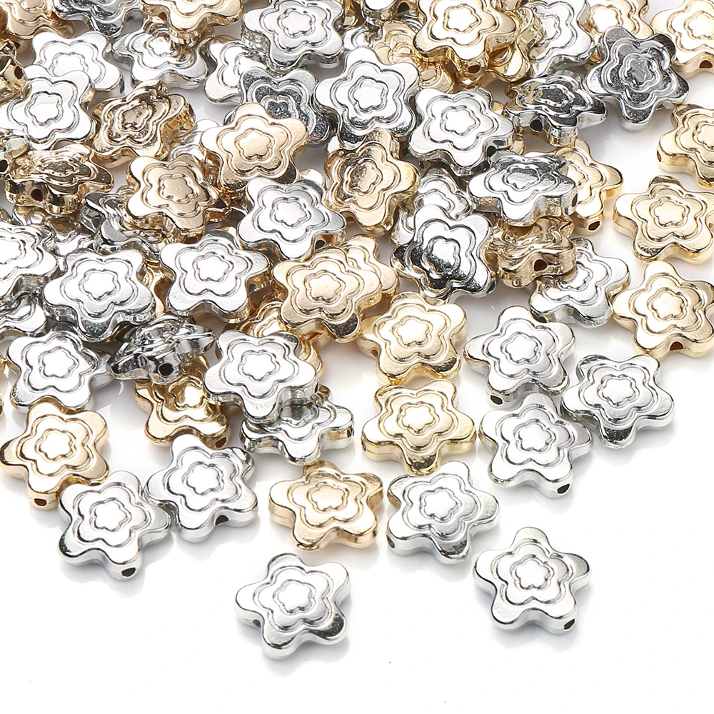 30 Stück 12mm Blumenförmige Spiral-Muster CCB Kunststoff-Abstandhalterperlen DIY Armband Halskette Zubehör für Schmuckherstellung – Detail 1