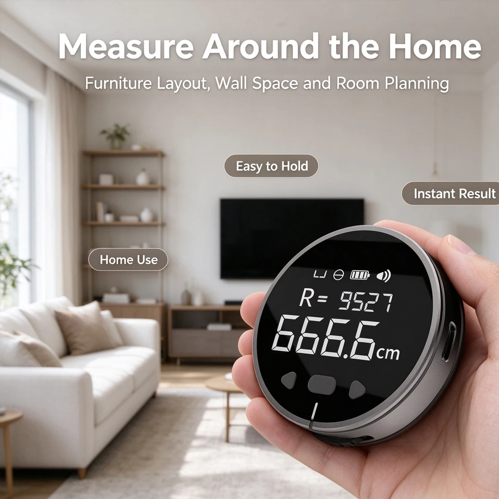 DUKA ATuMan Little Q Digital Ruler, 99M Distance Measuring Meter with HD LCD Screen, USB Rechargeable Digital Tape Measure